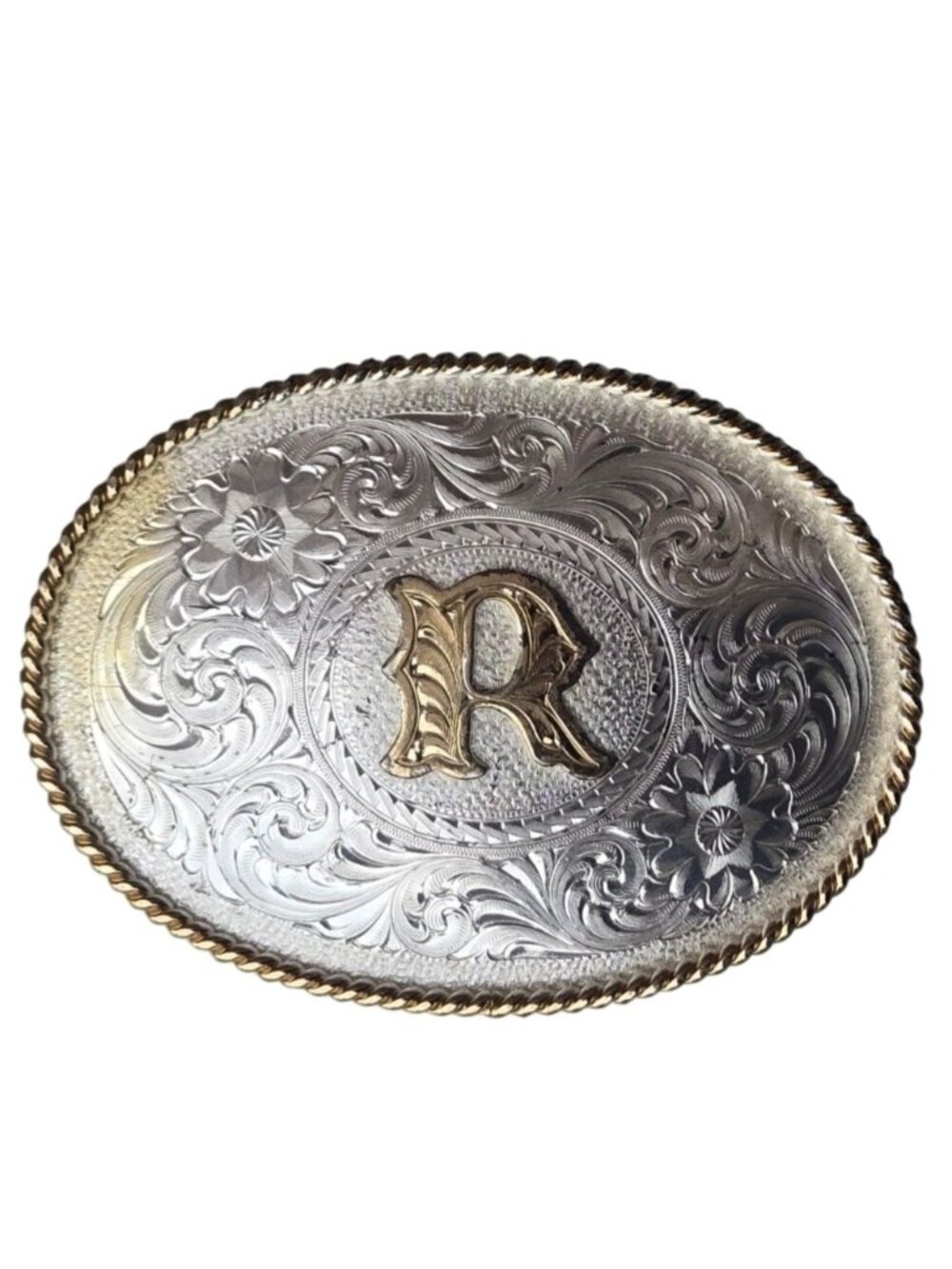 Letter R Belt Buckle Montana Silversmiths Vintage Country Western Wear Cowboy